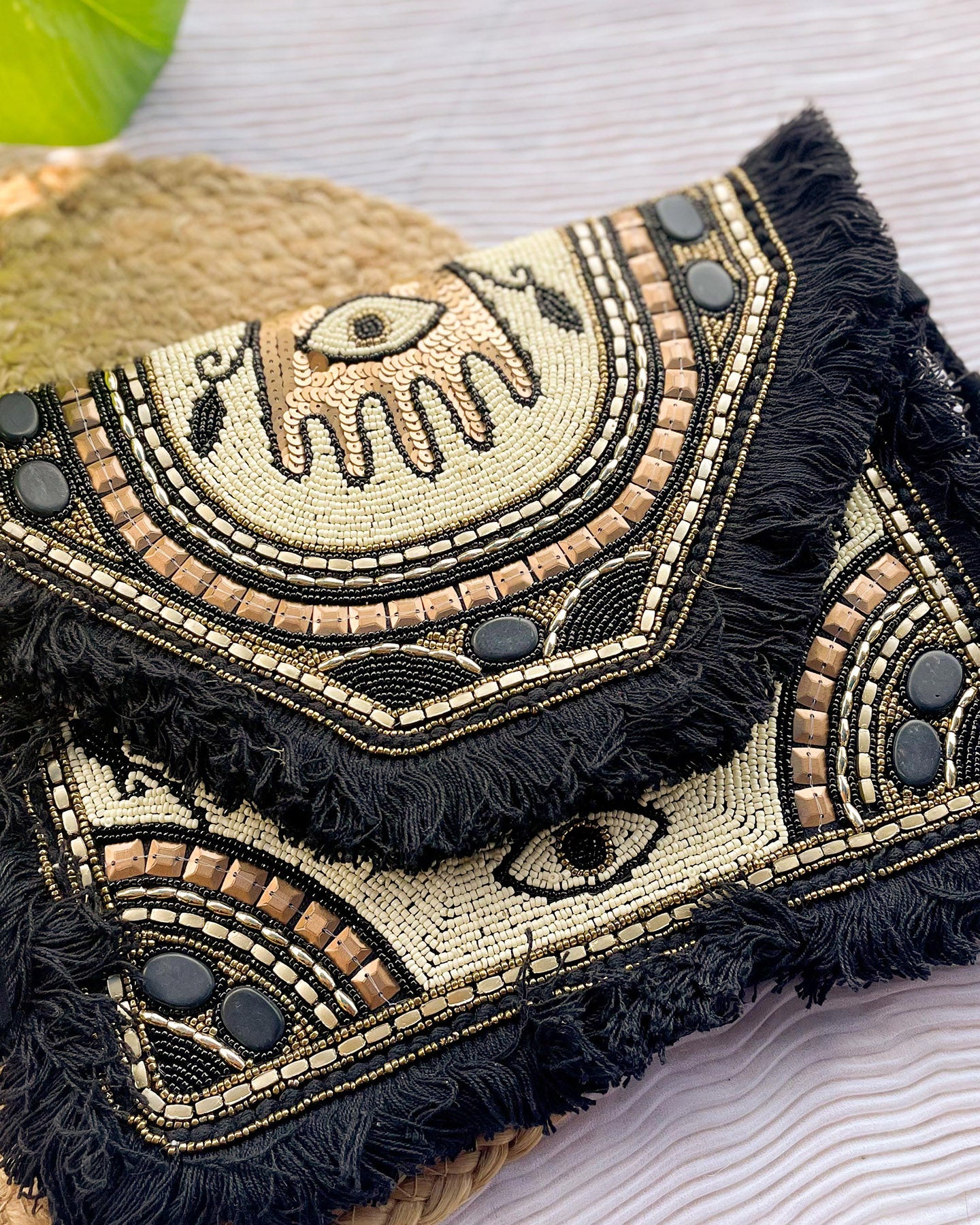 BLACK SILVER BOHO SHINE BAG