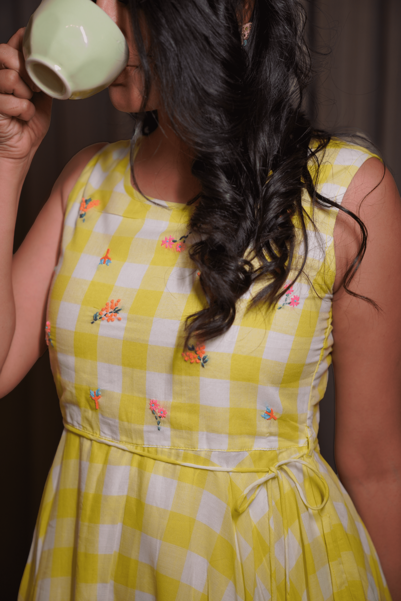 Sunshine Bloom Checkered Dress