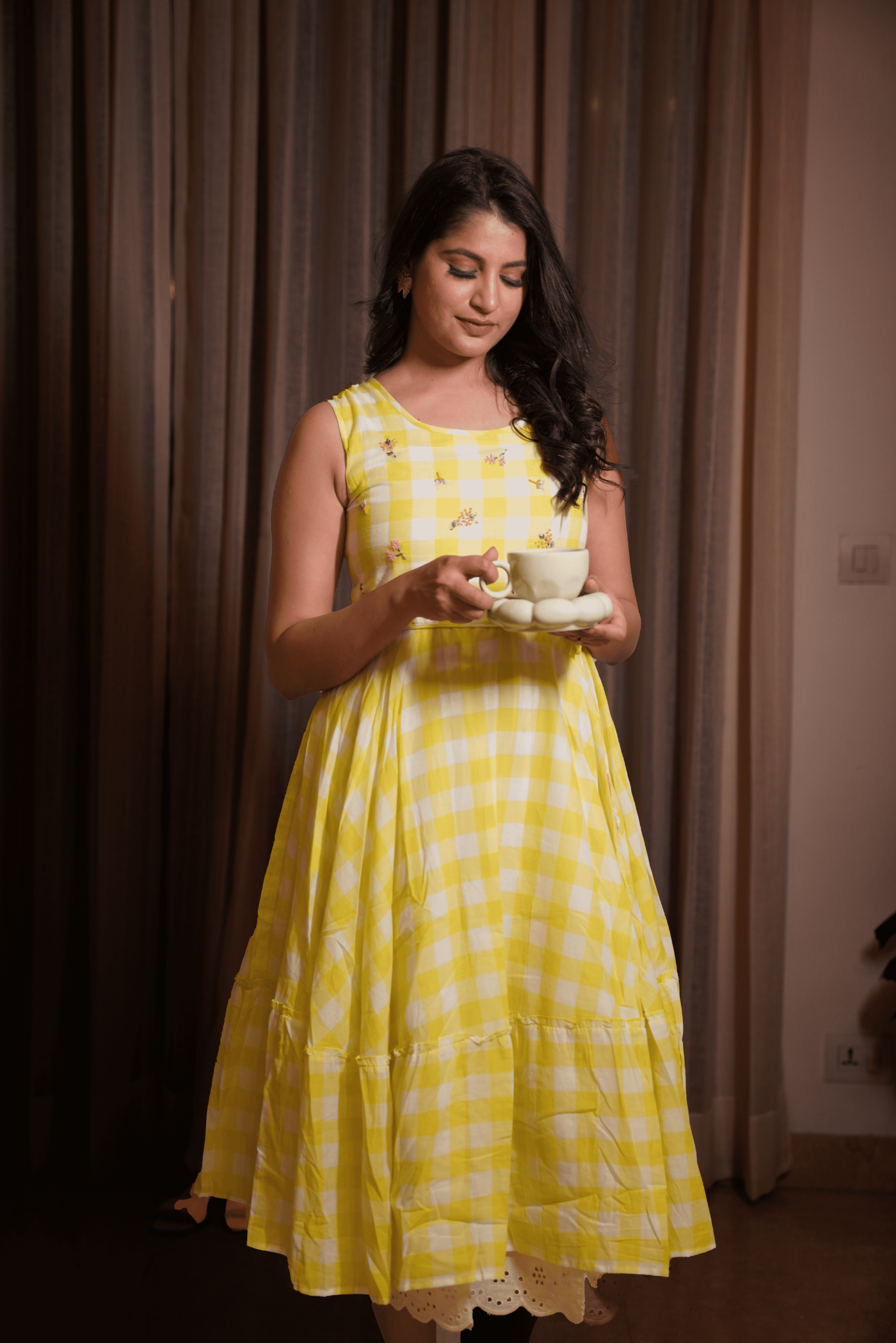 Sunshine Bloom Checkered Dress