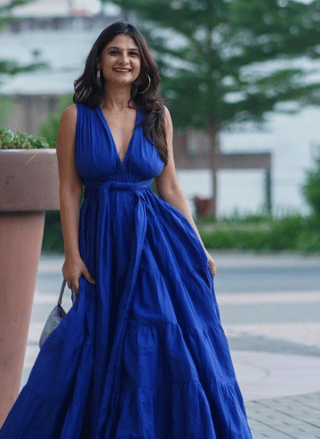 Ethereal Grace Royal Blue Long Dress