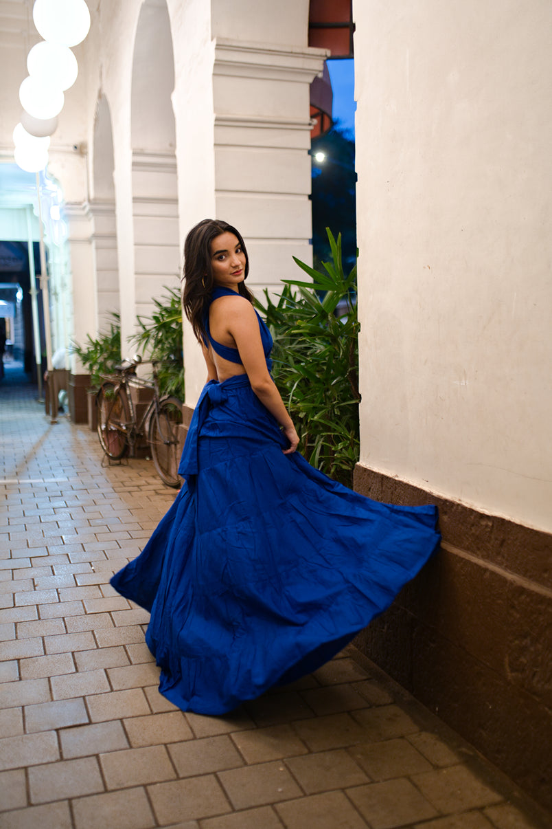 Ethereal Grace Royal Blue Long Dress