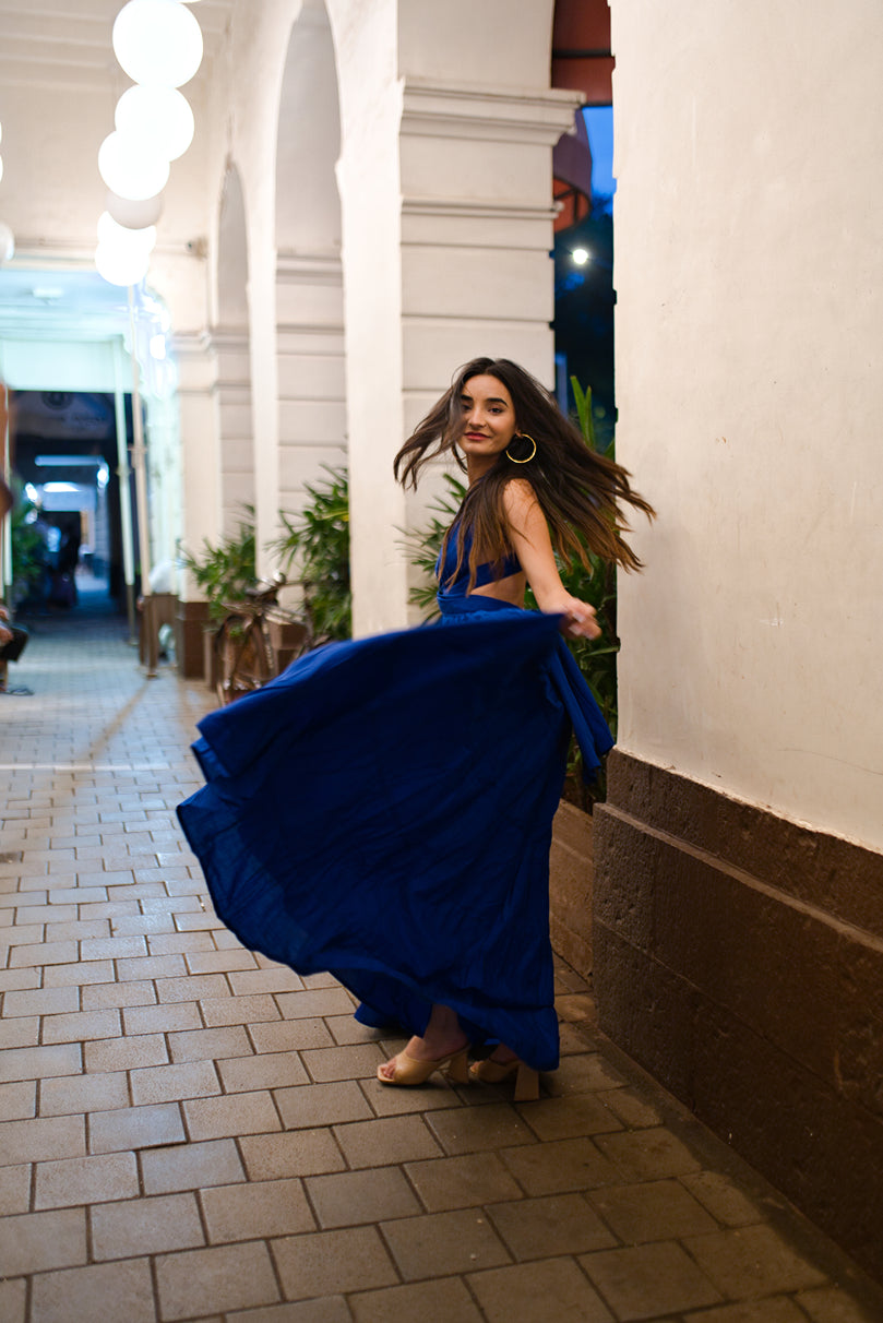 Ethereal Grace Royal Blue Long Dress