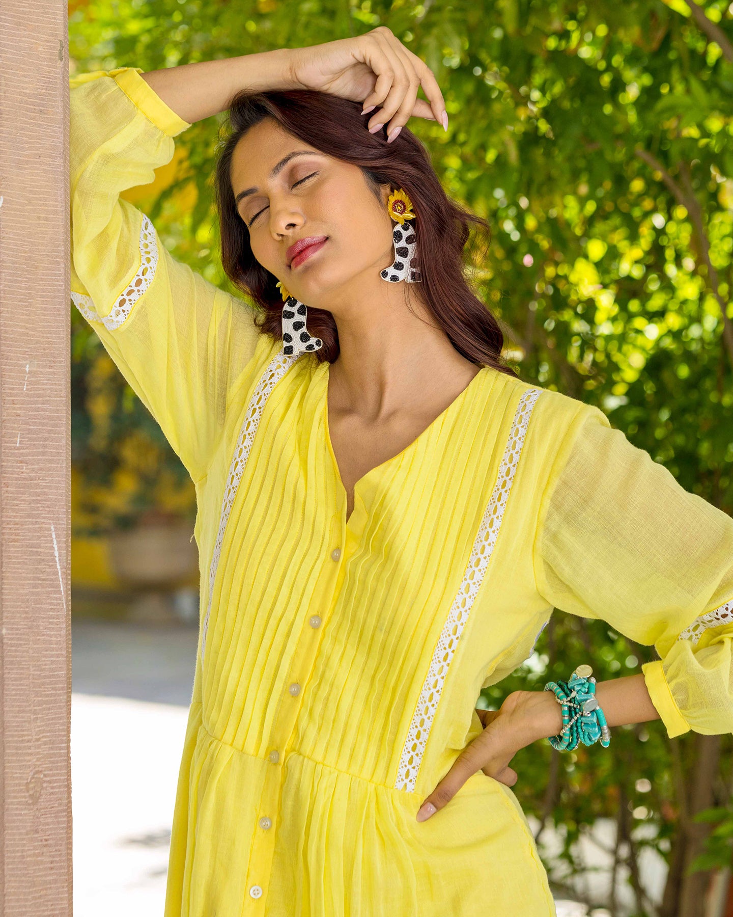 BOHEMIAN YELLOW PINTUCK DRESS