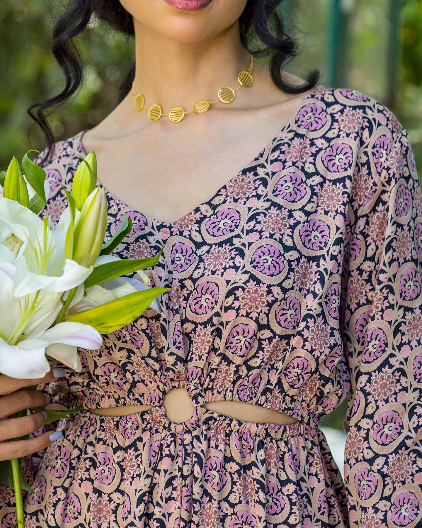 CUTOUT BLACK BOHEMIAN MUSLIN DRESS