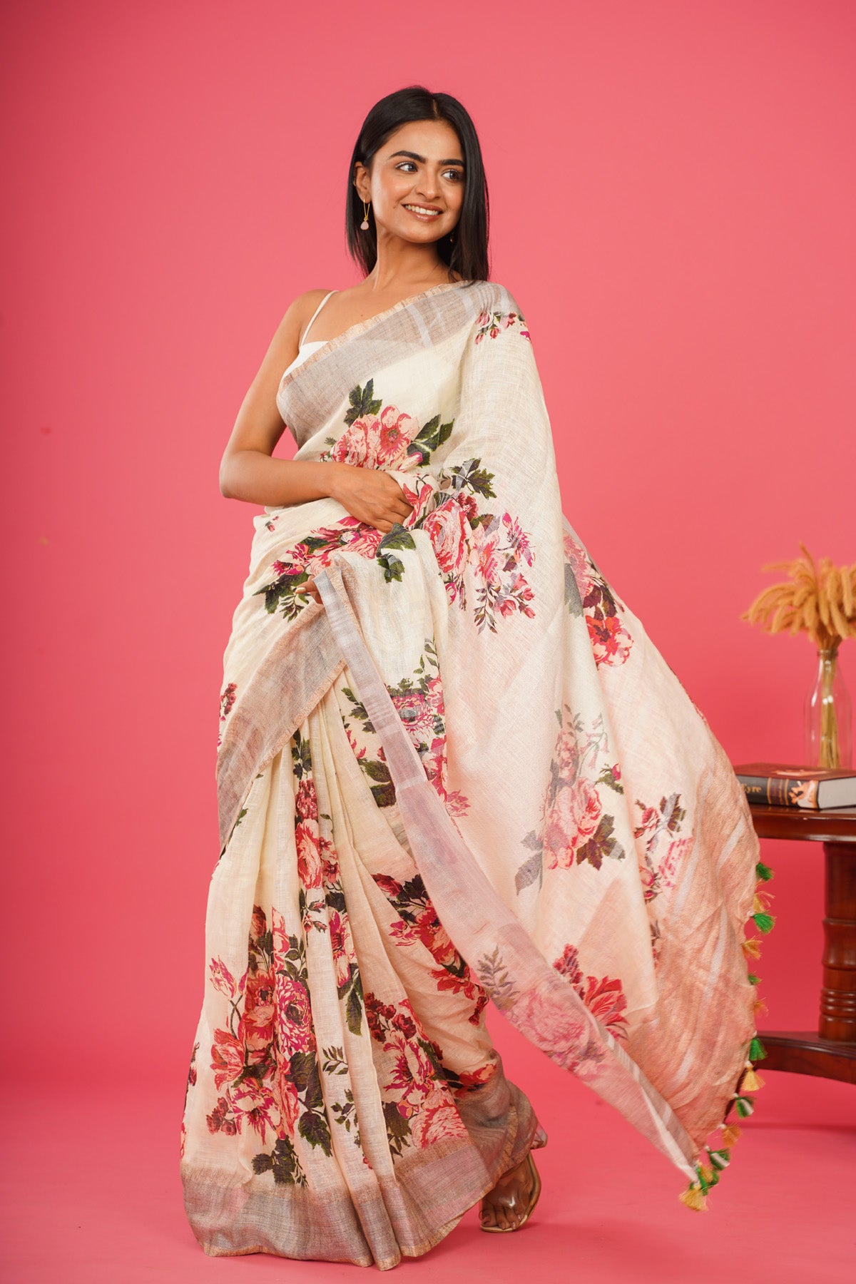 WHITE GARDEN SAREE