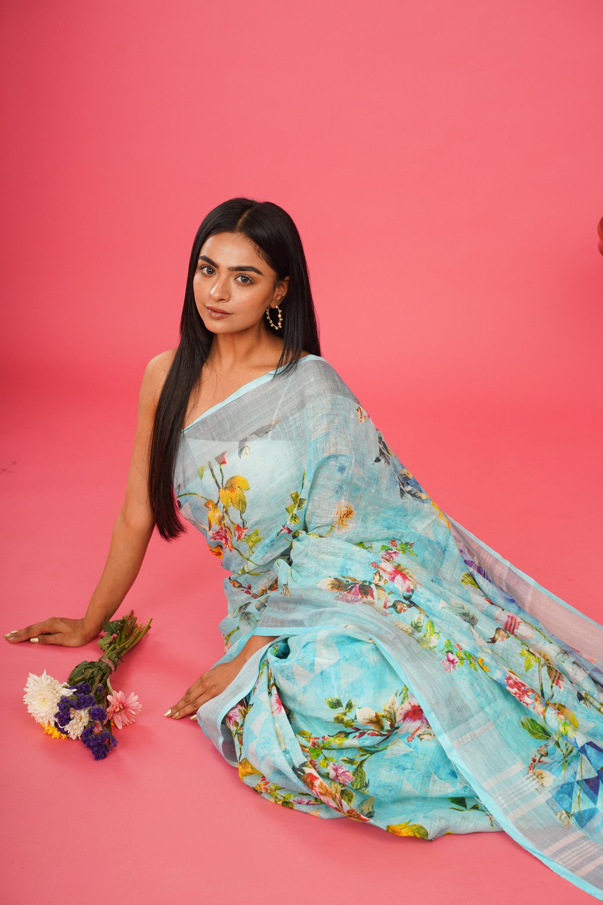 AASMAN LINEN SAREE