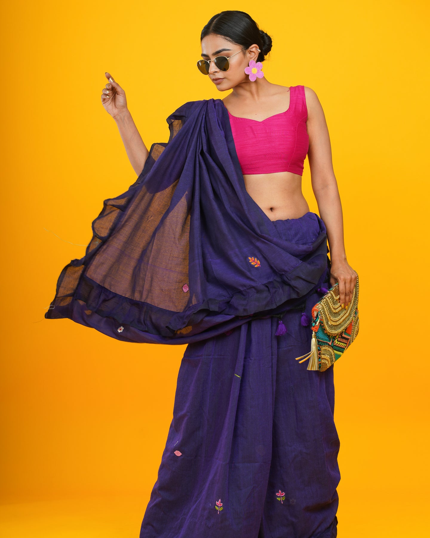 DARK BLUE BOHEMIAN SAREE