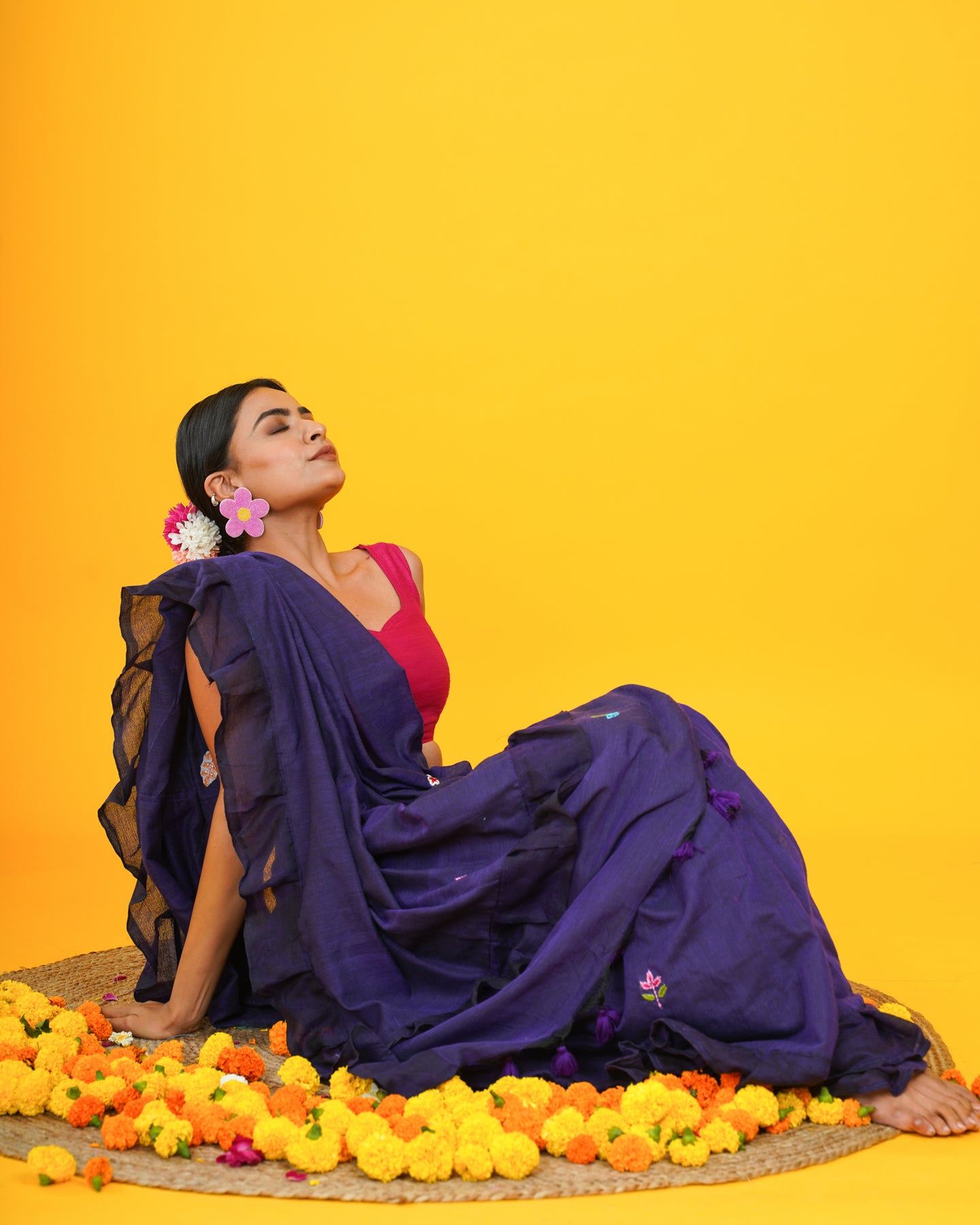 DARK BLUE BOHEMIAN SAREE