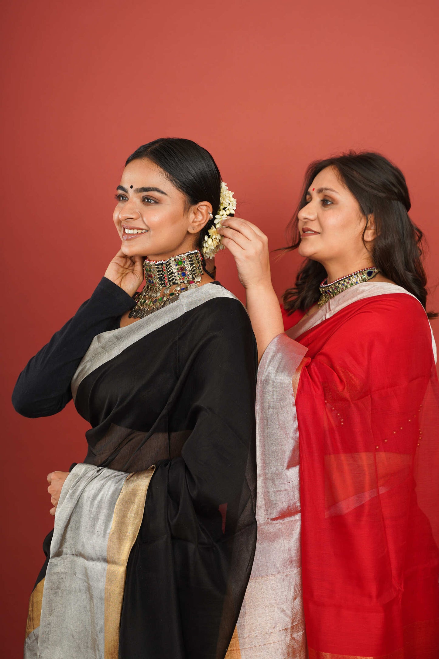 Vibrant Red Cotton Silk Chanderi Saree