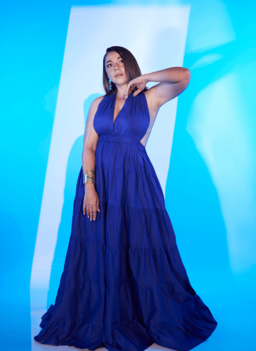 Ethereal Grace Royal Blue Long Dress