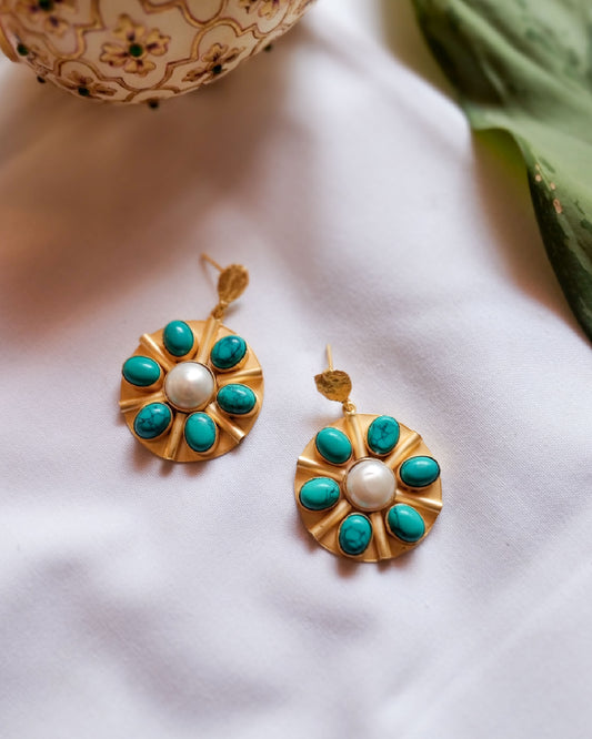 GOLD PLATED TURQUOISE EARRINGS