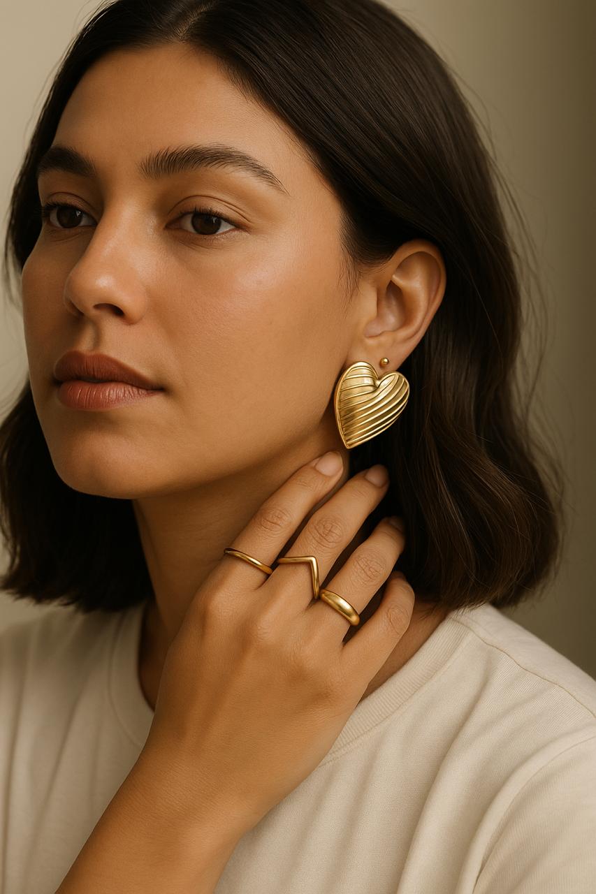 Textured Heart Earrings