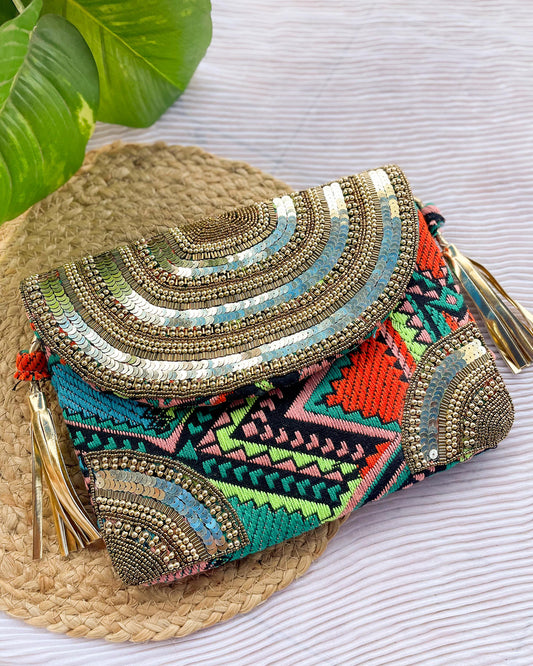 FUSION ZARI WORK DESIGN BOHO BAG