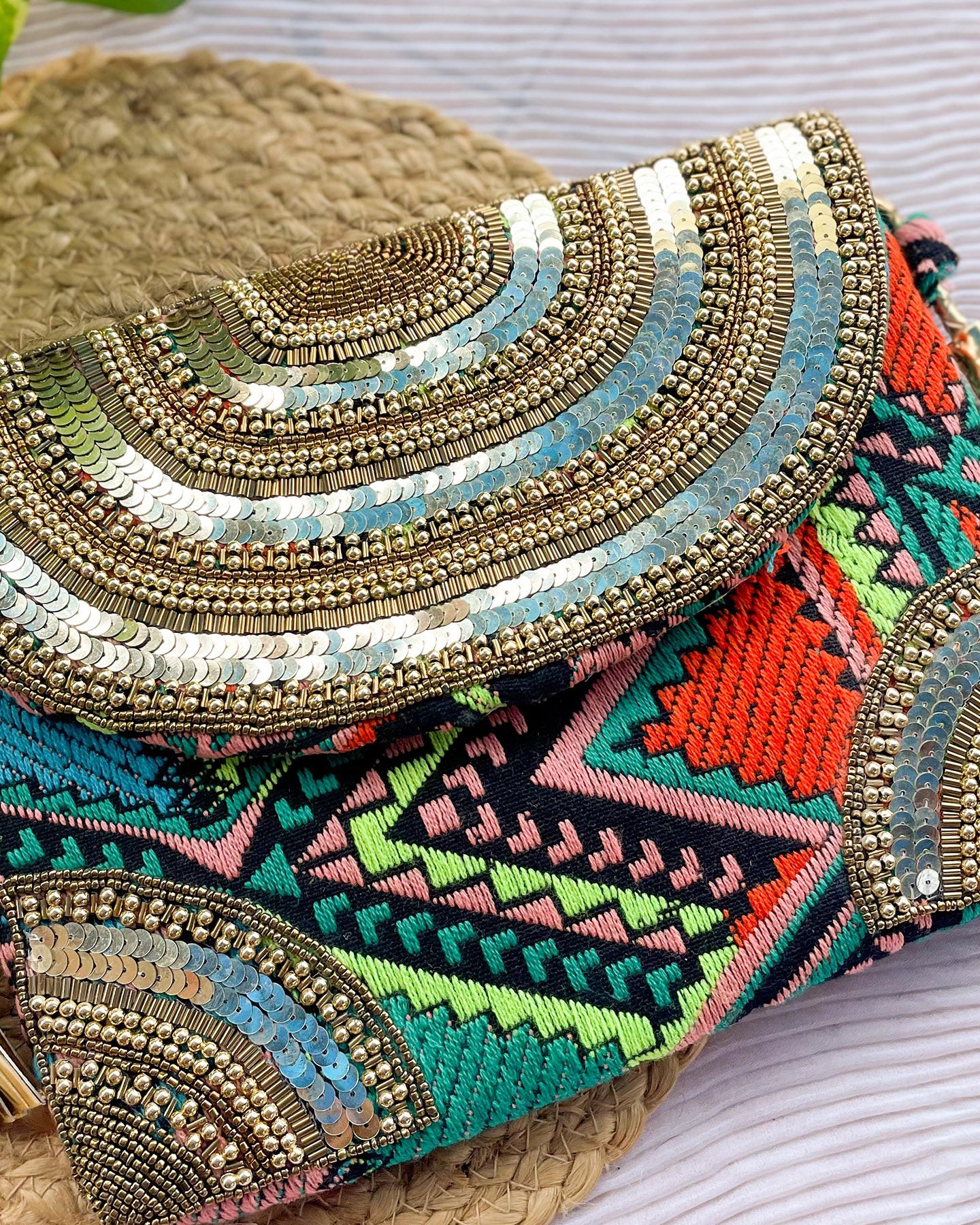 FUSION ZARI WORK DESIGN BOHO BAG