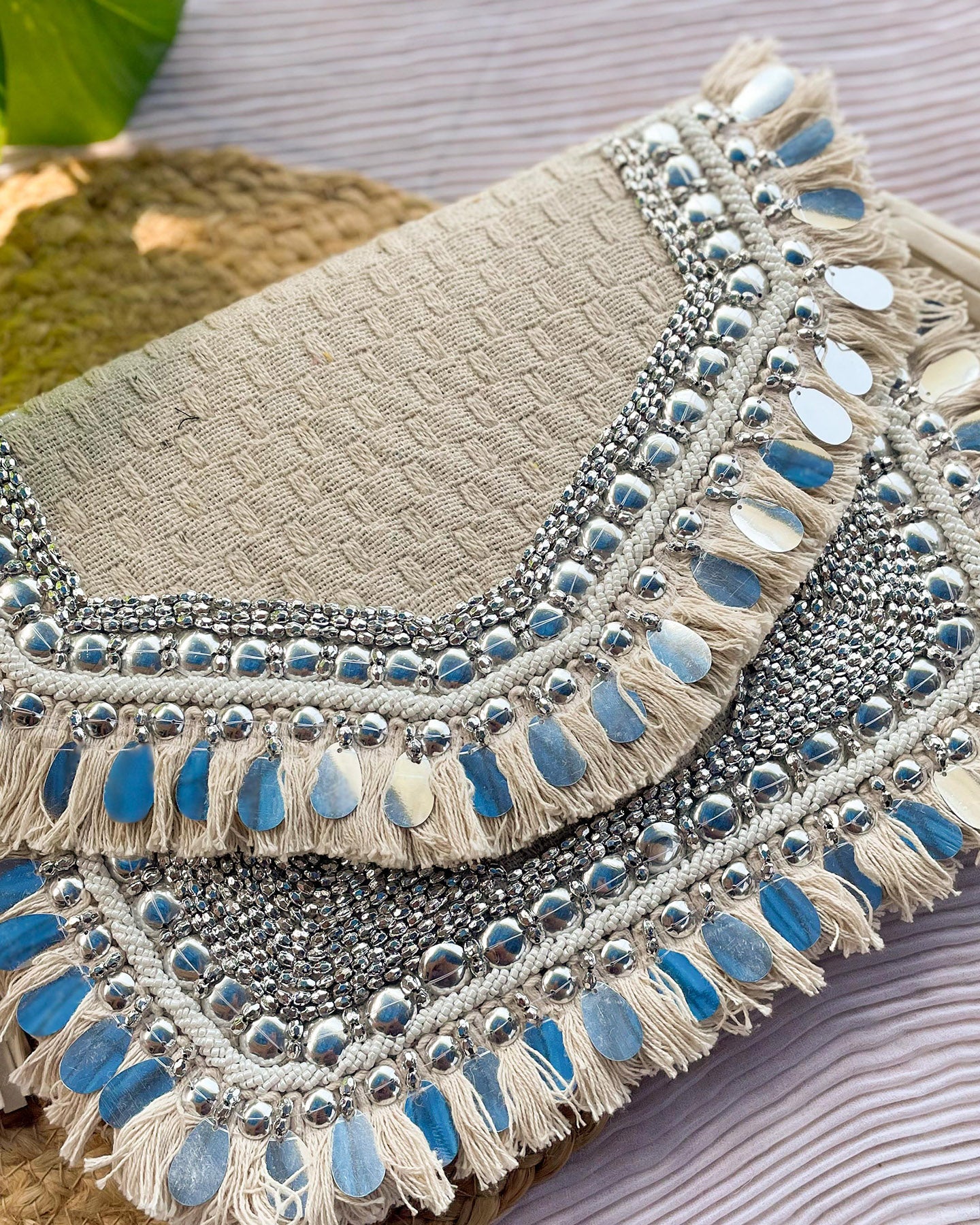 CREAM SILVER SHINE BOHO BAG