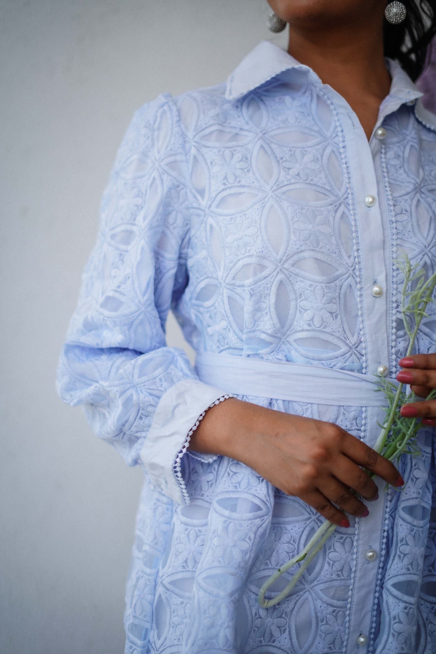 Ocean Breeze Cutwork Organza Dress