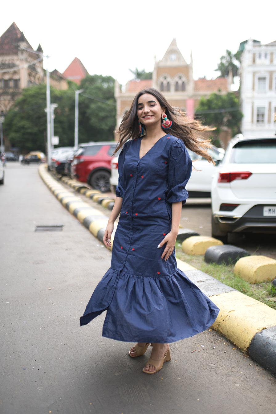 Enchanted Hearts Dark Blue Dress