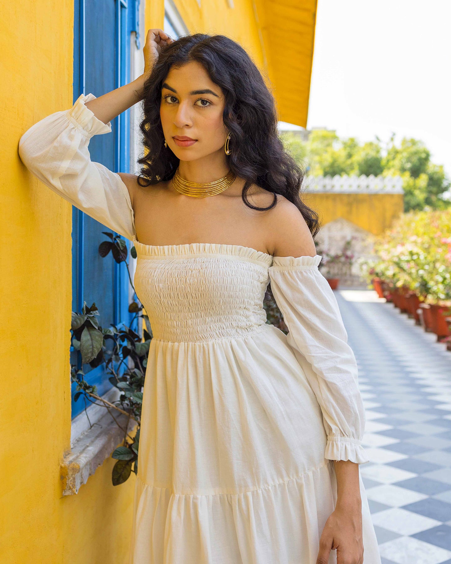 BOHEMIAN WHITE SMOCKEY DRESS