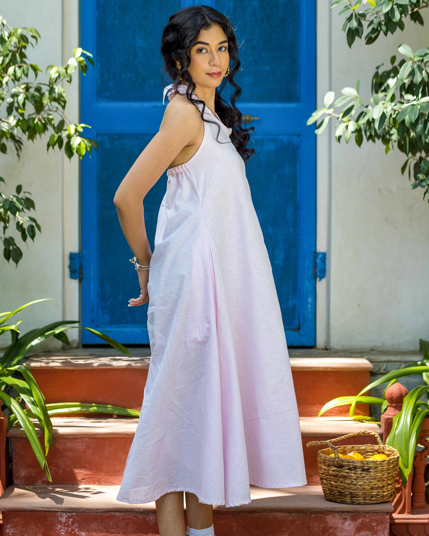 BLUSH PINK HALTER NECK DRESS