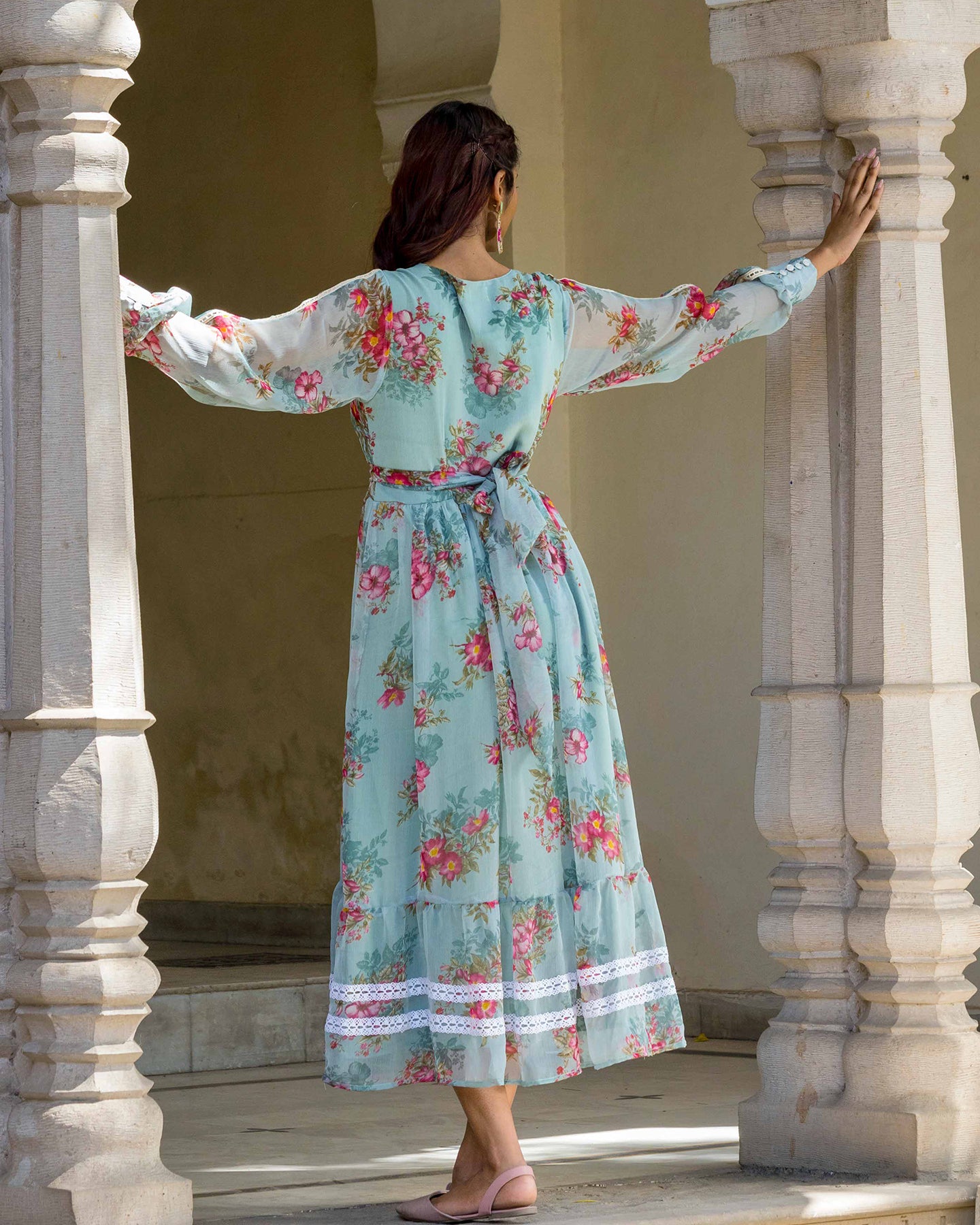 POWDER BLUE CHIFFON DRESS