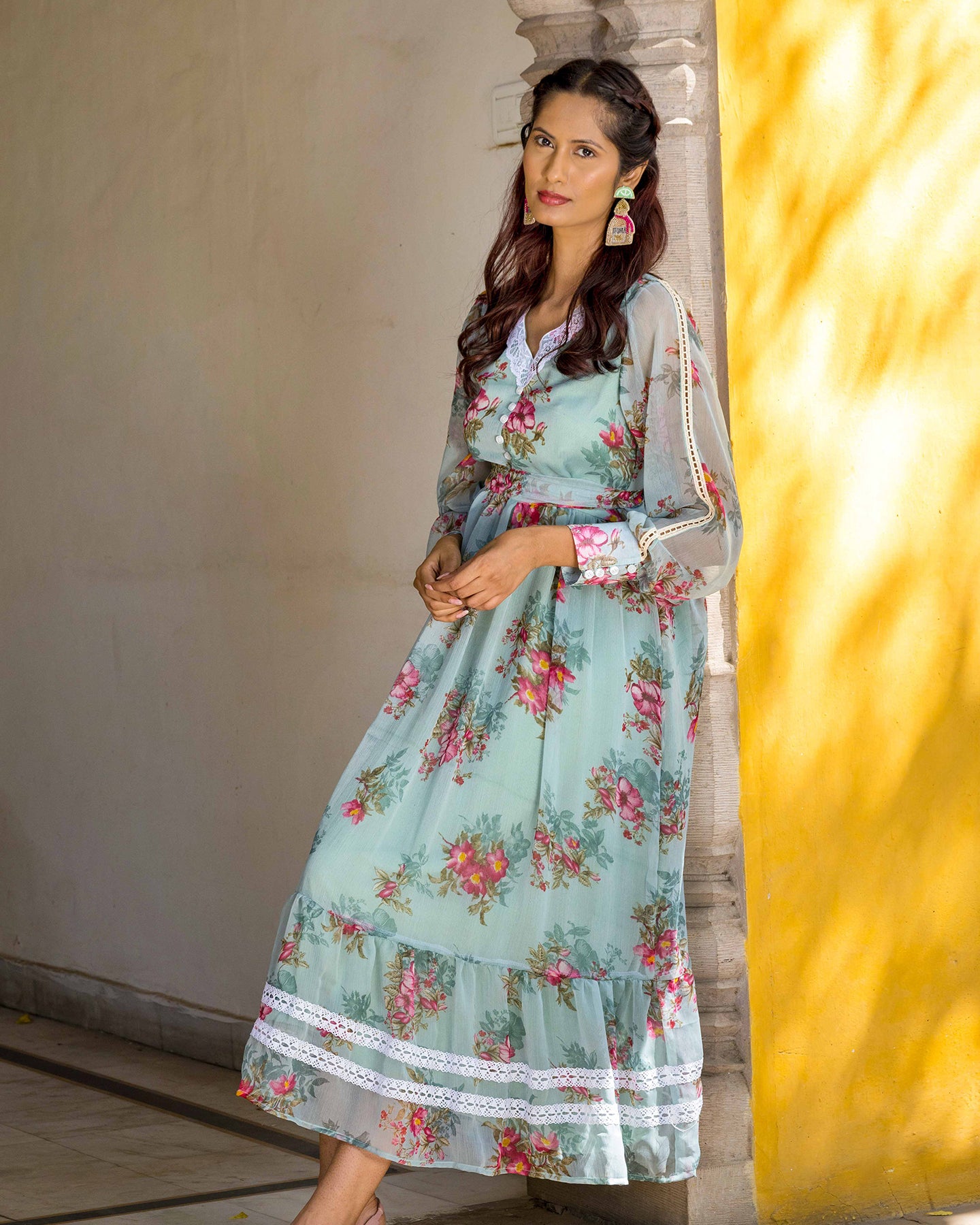 POWDER BLUE CHIFFON DRESS