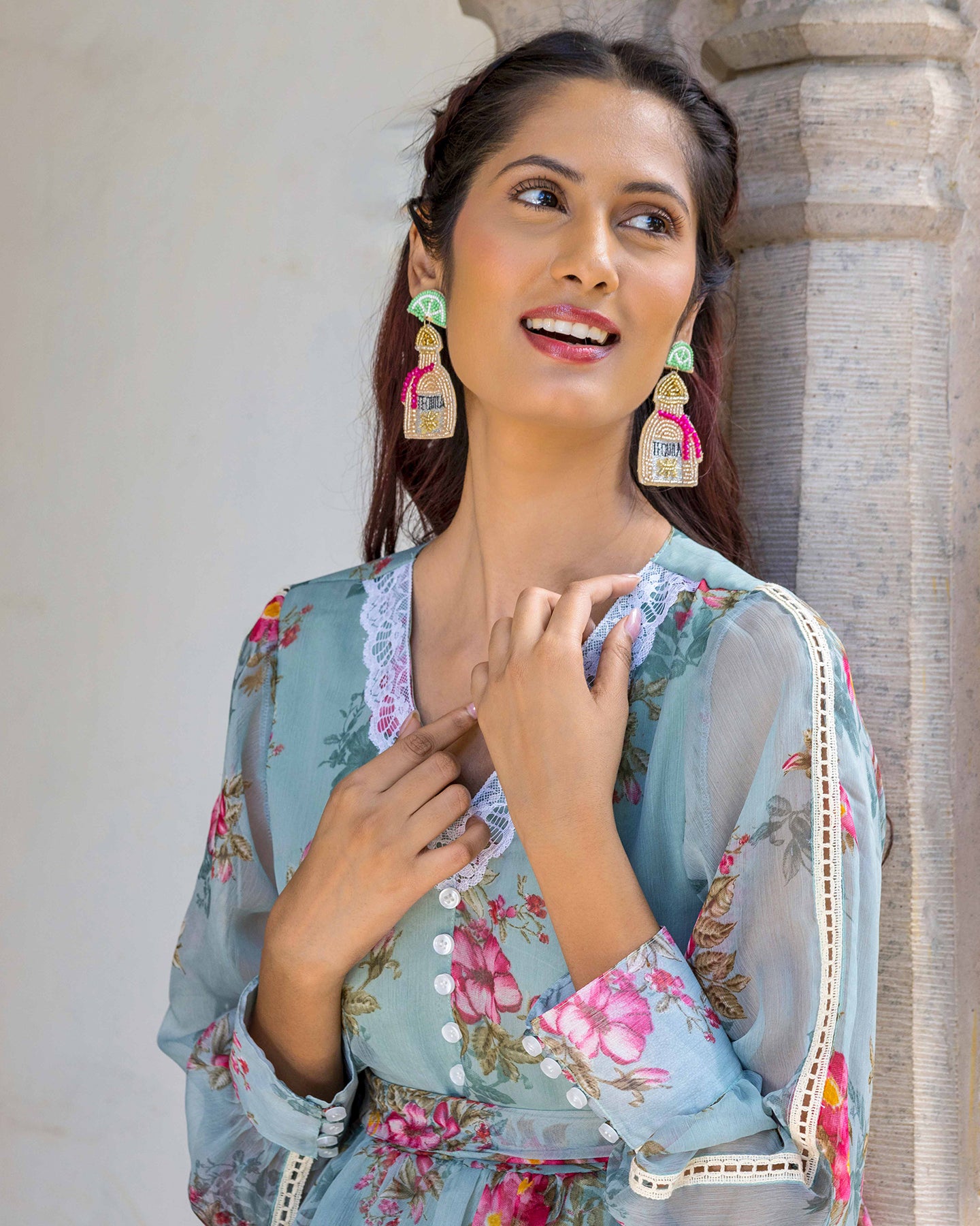POWDER BLUE CHIFFON DRESS