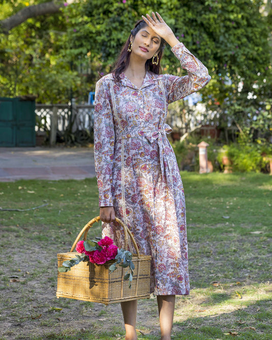 SUMMER PRINTED DRESS WITH BELT