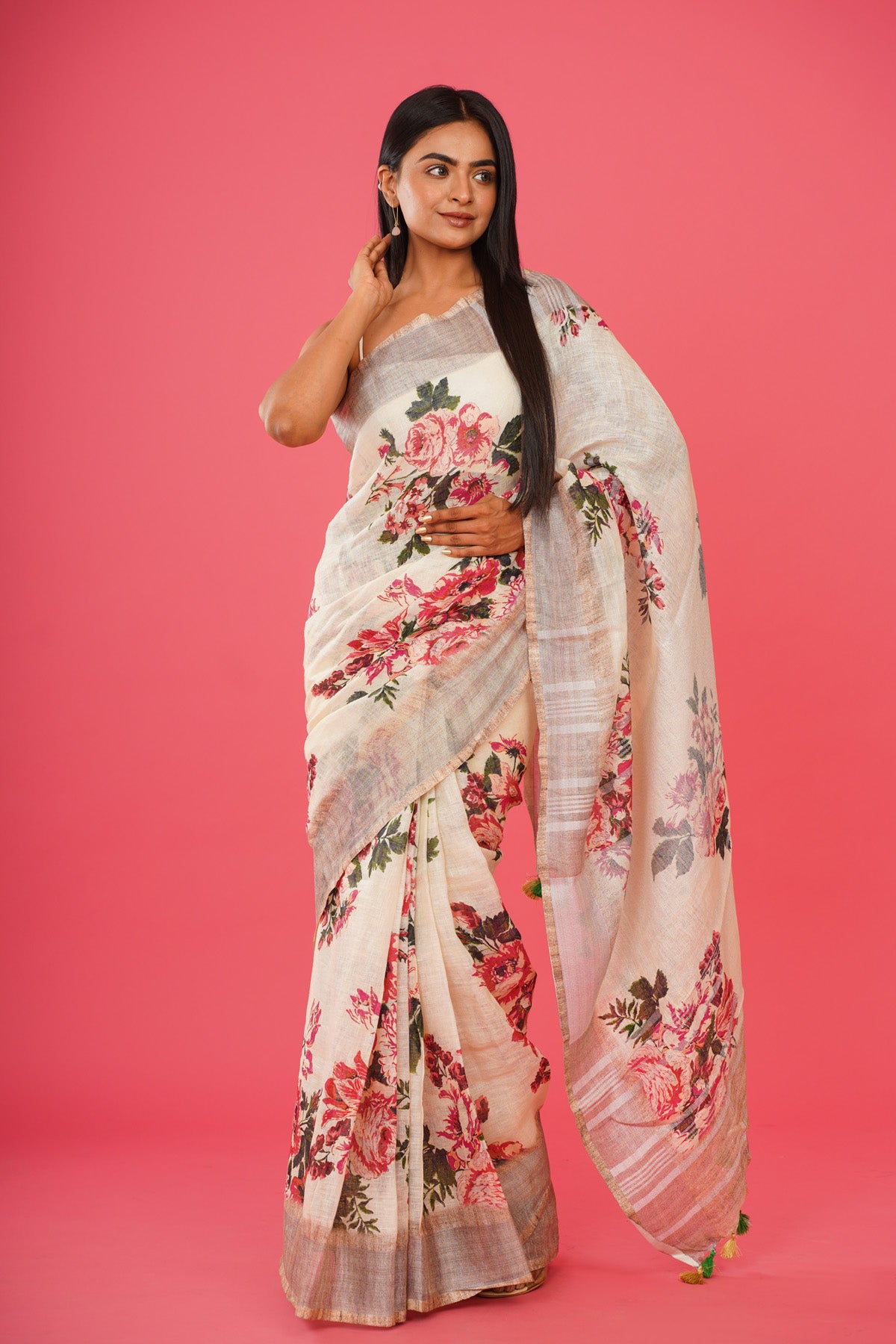 WHITE GARDEN SAREE