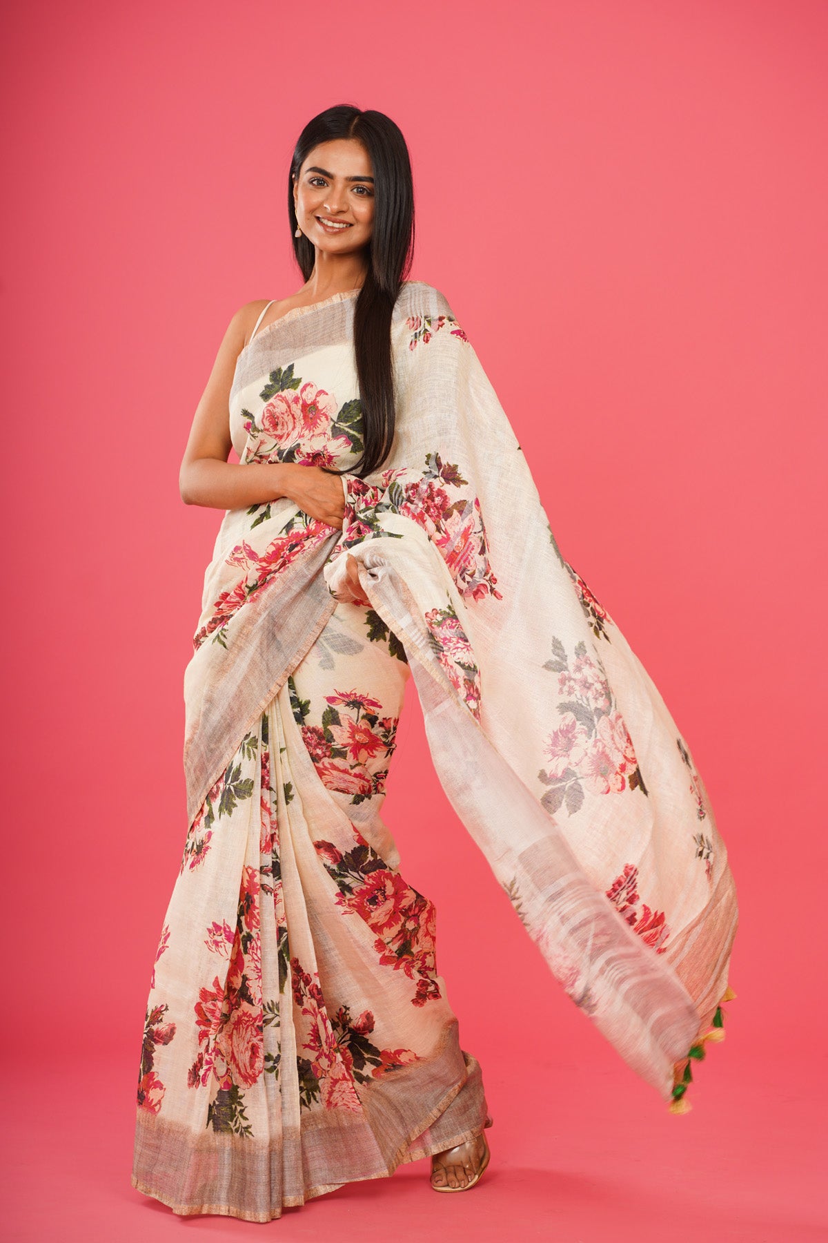 WHITE GARDEN SAREE