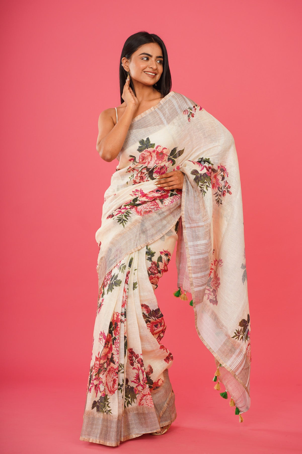 WHITE GARDEN SAREE