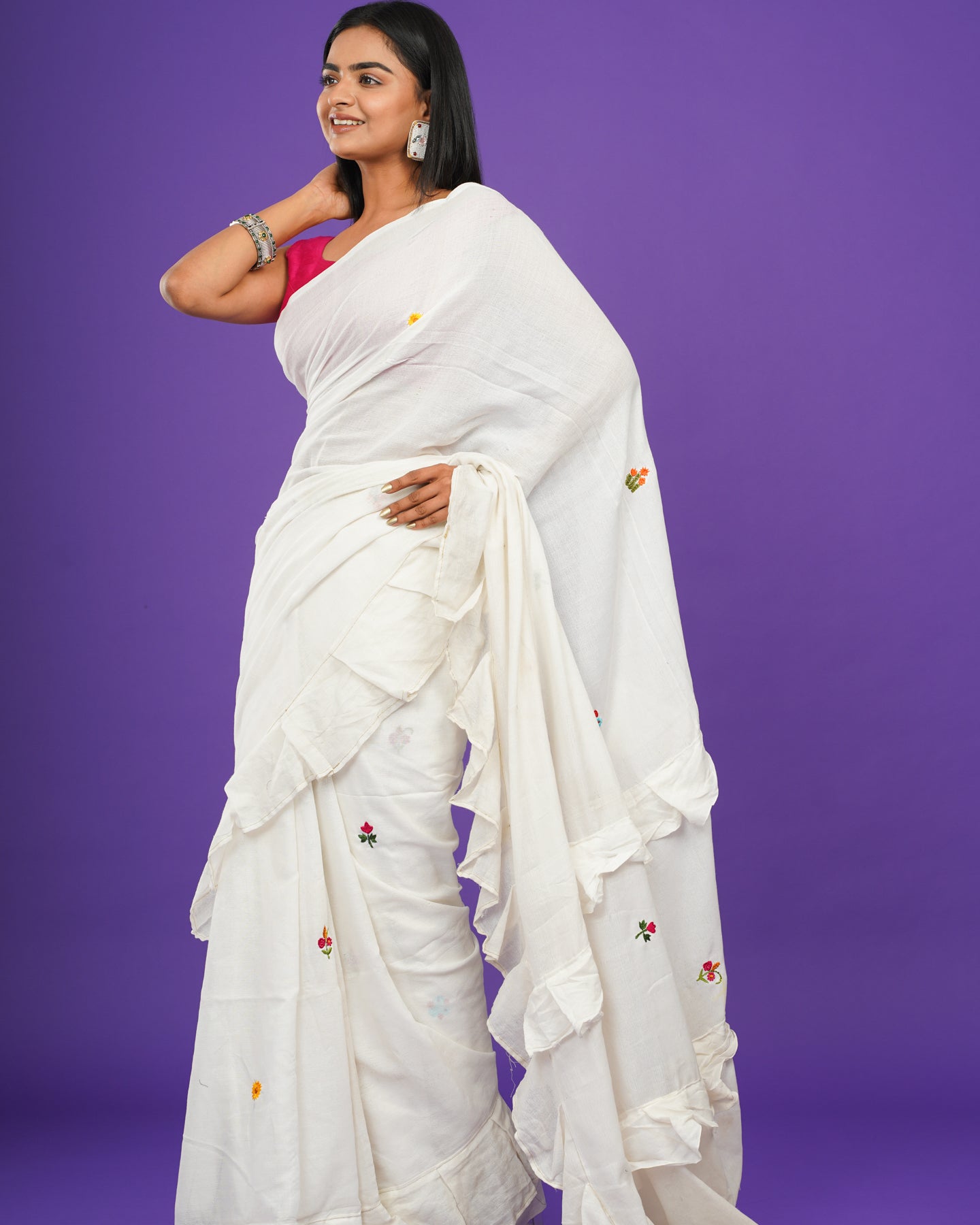 WHITE BOHEMIAN SAREE