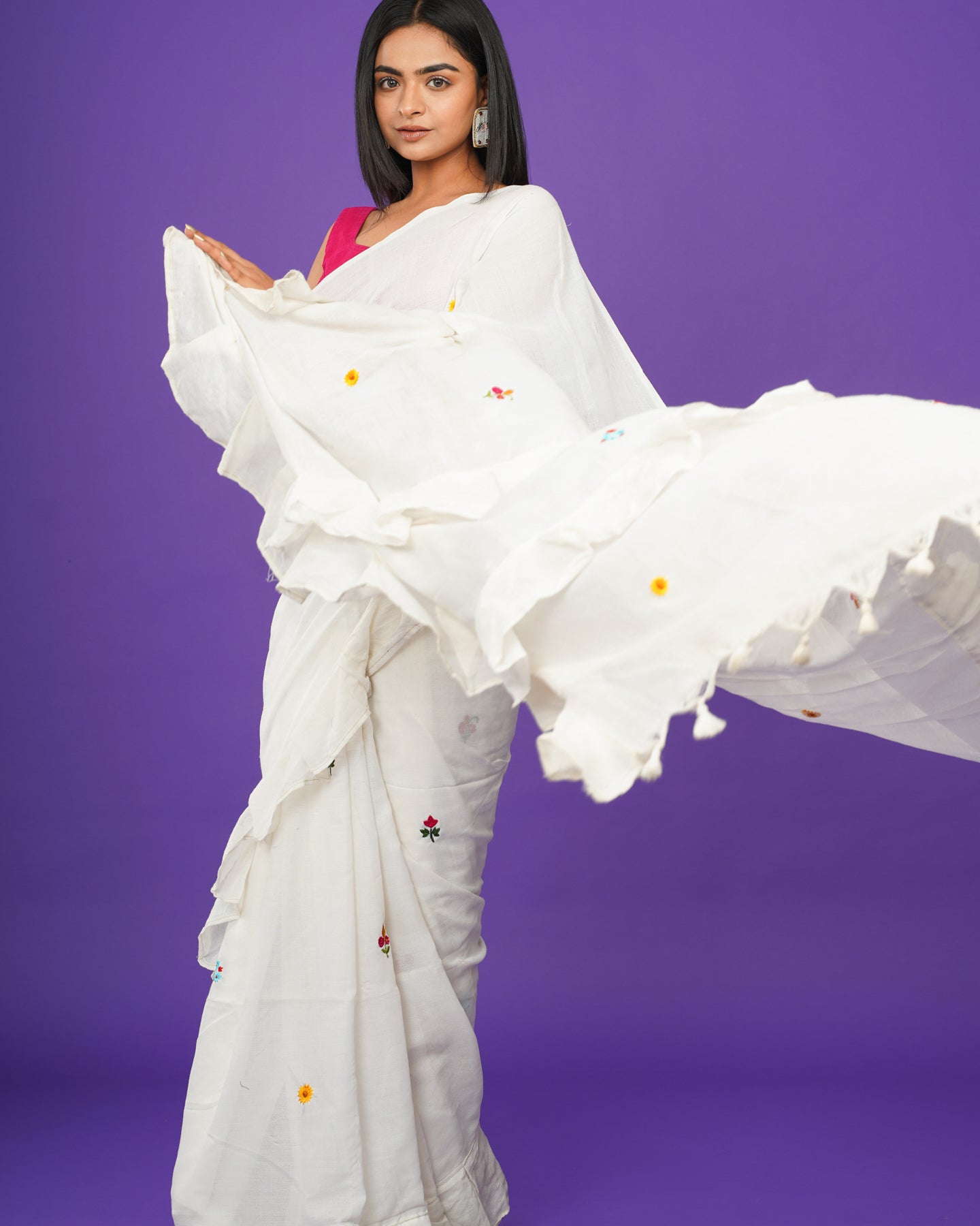 WHITE BOHEMIAN SAREE