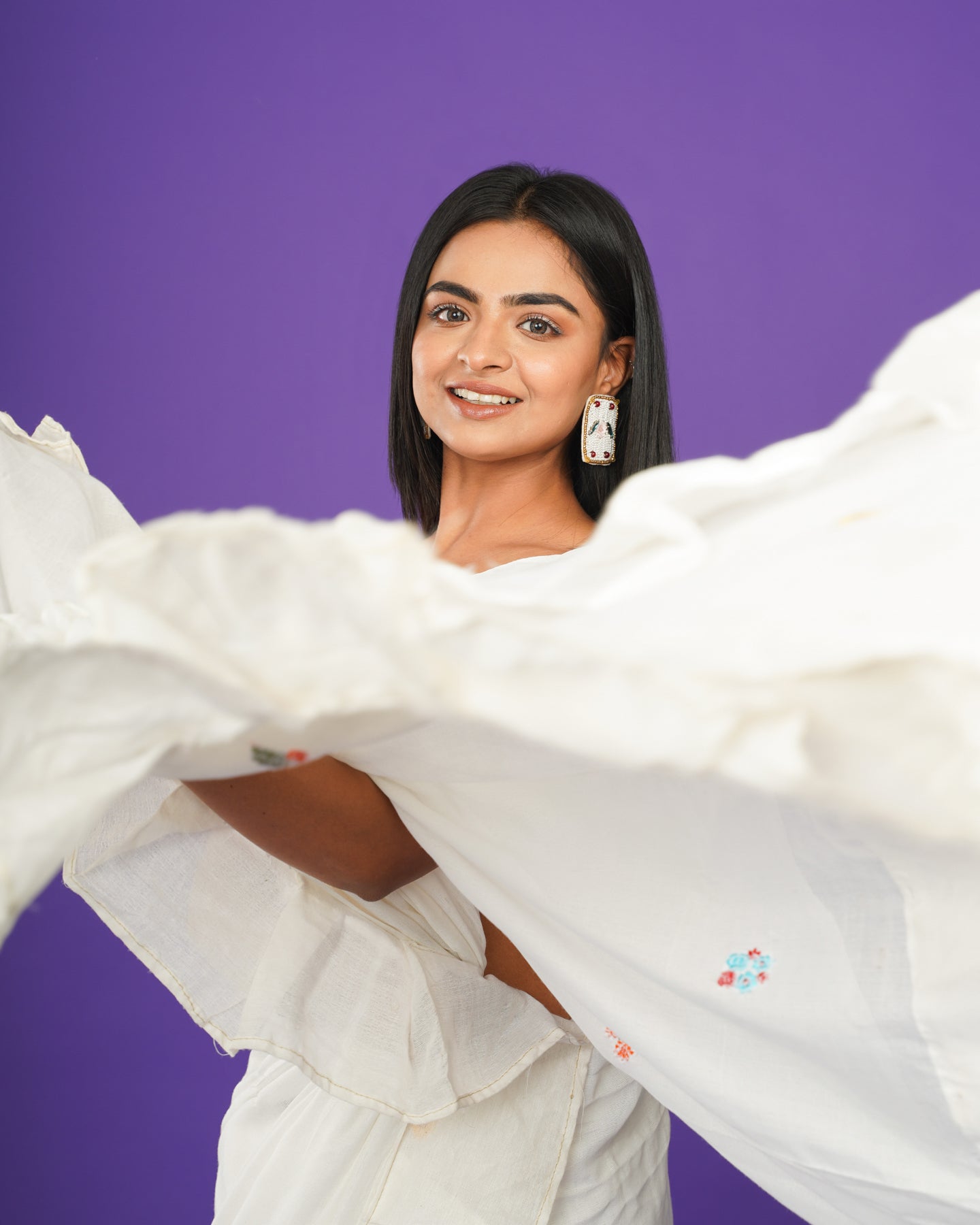 WHITE BOHEMIAN SAREE