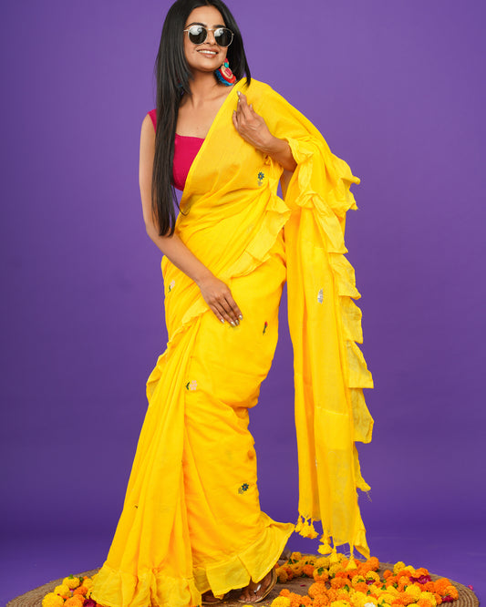 YELLOW BOHEMIAN SAREE