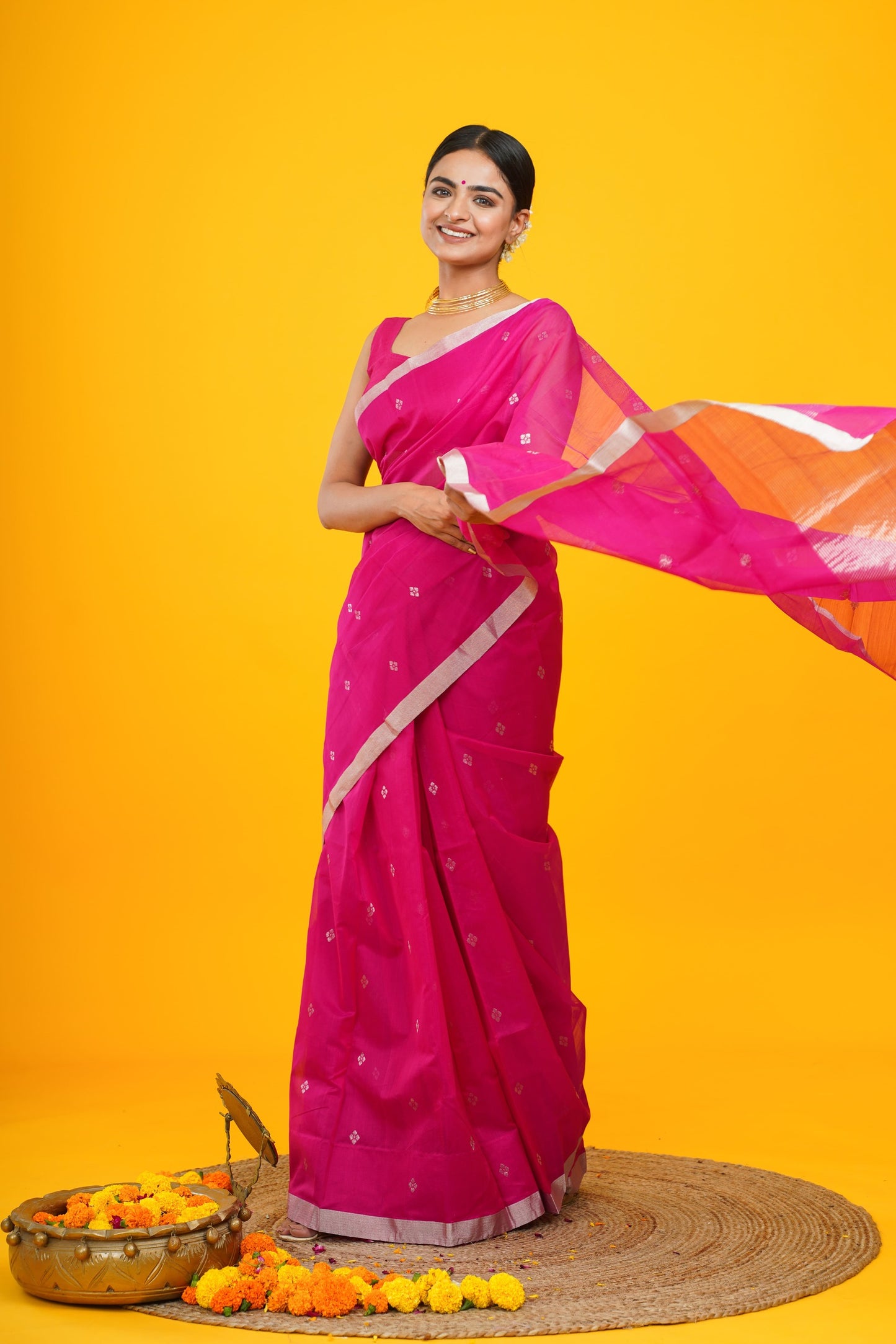 Sleek Printed Sleek Chanderi Saree with Border