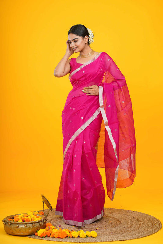 Sleek Printed Sleek Chanderi Saree with Border