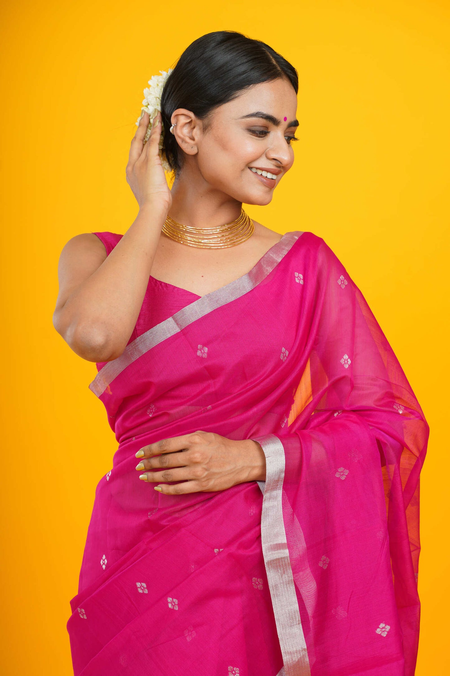 Sleek Printed Sleek Chanderi Saree with Border