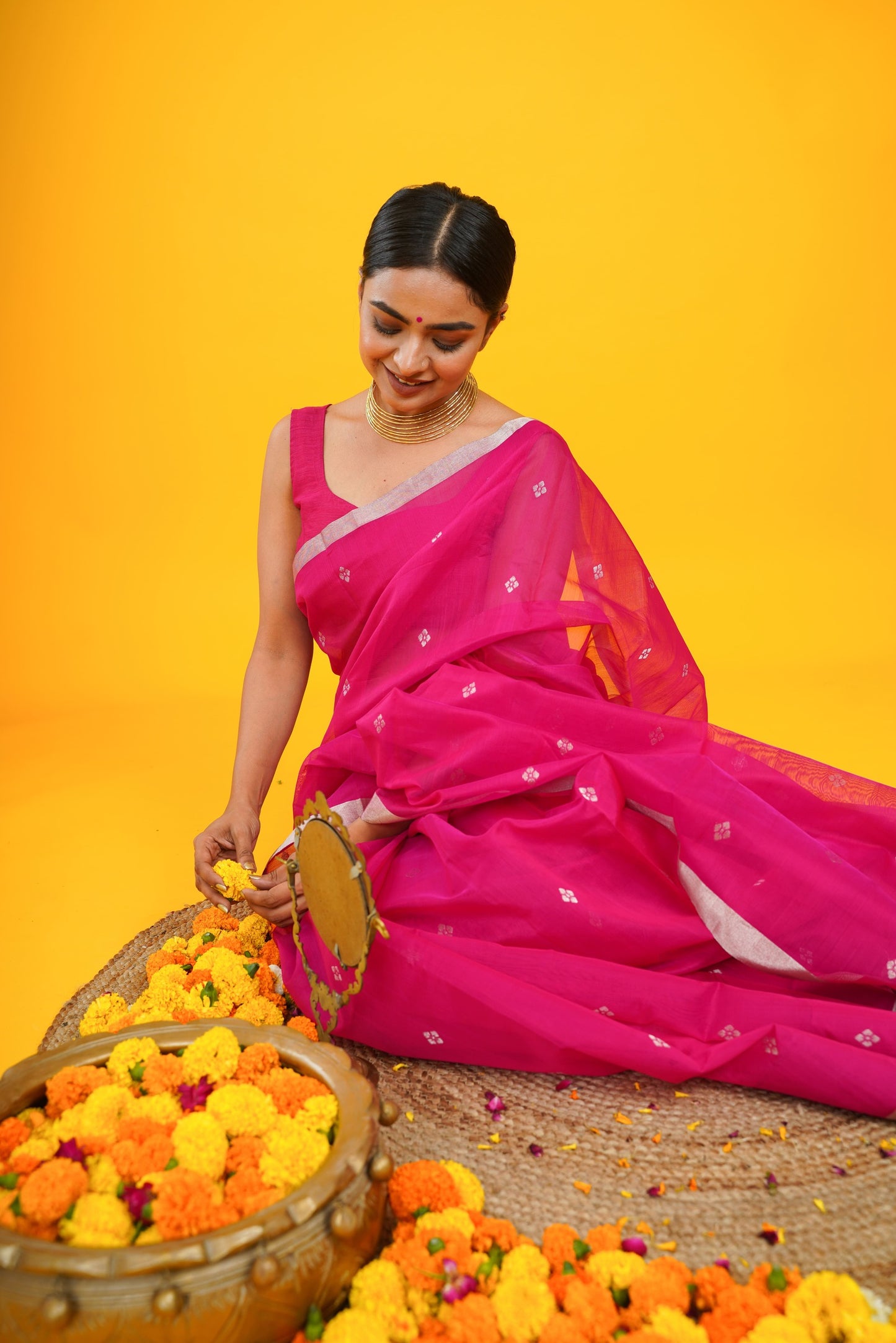 Sleek Printed Sleek Chanderi Saree with Border
