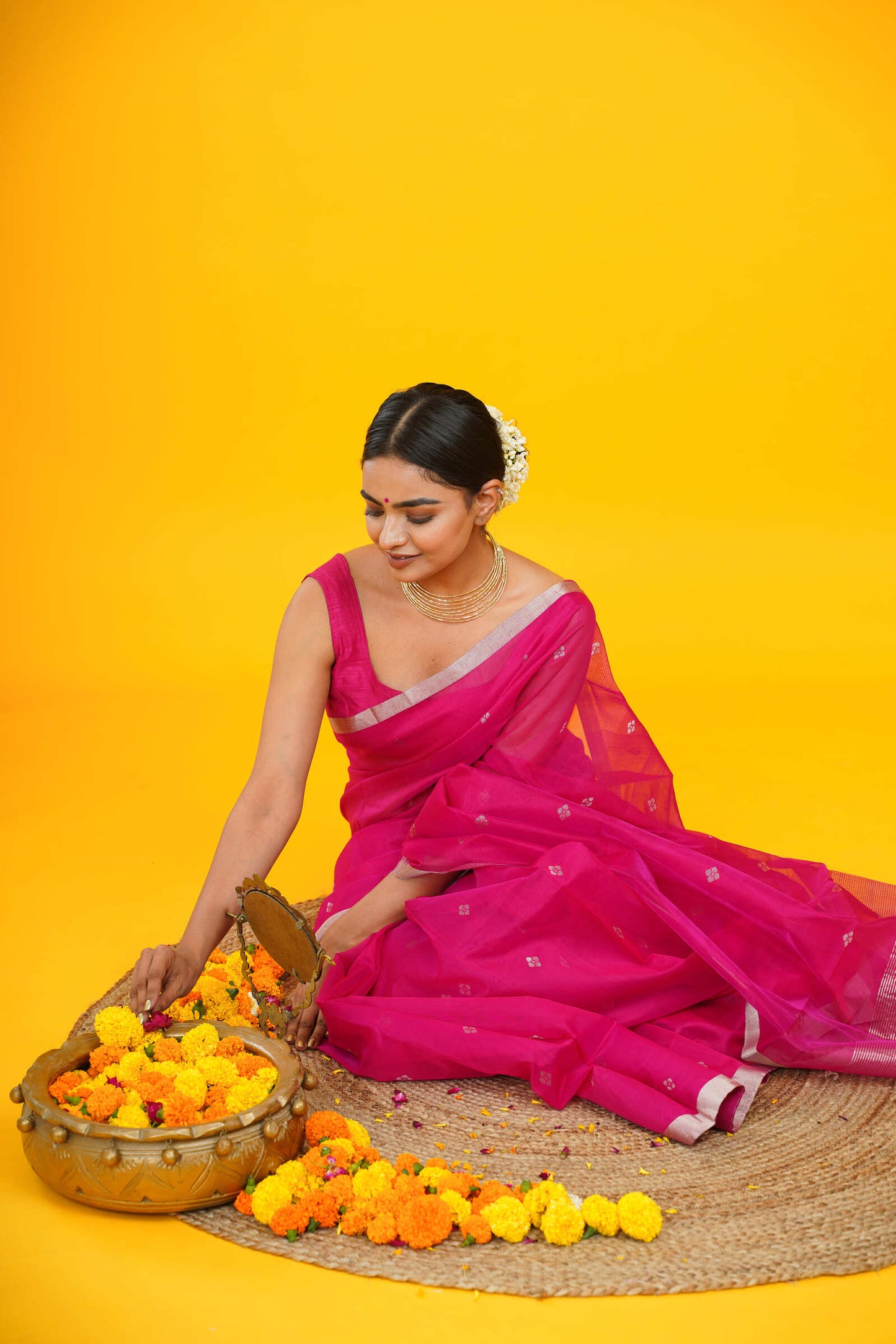 Sleek Printed Sleek Chanderi Saree with Border