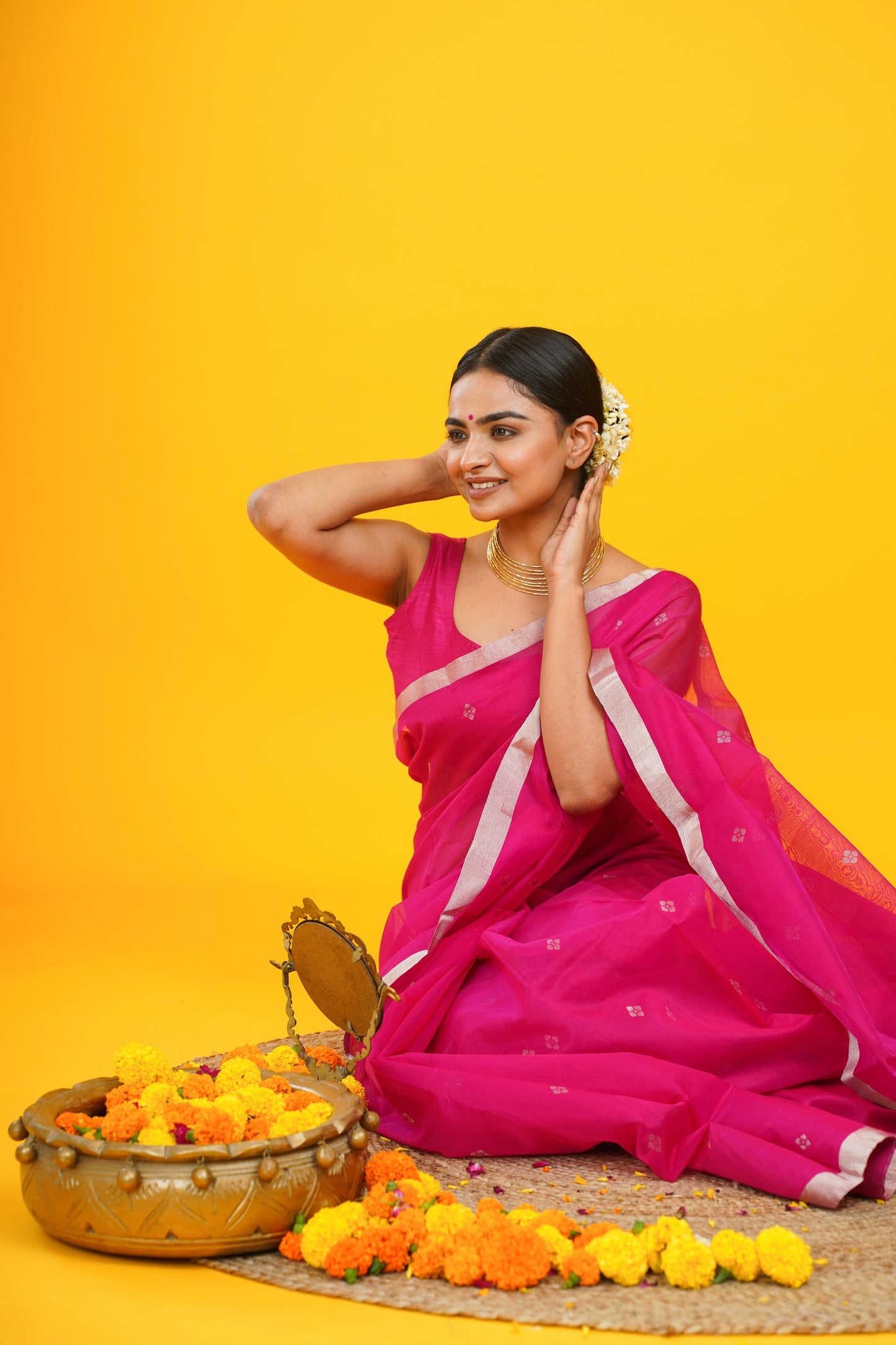 Sleek Printed Sleek Chanderi Saree with Border