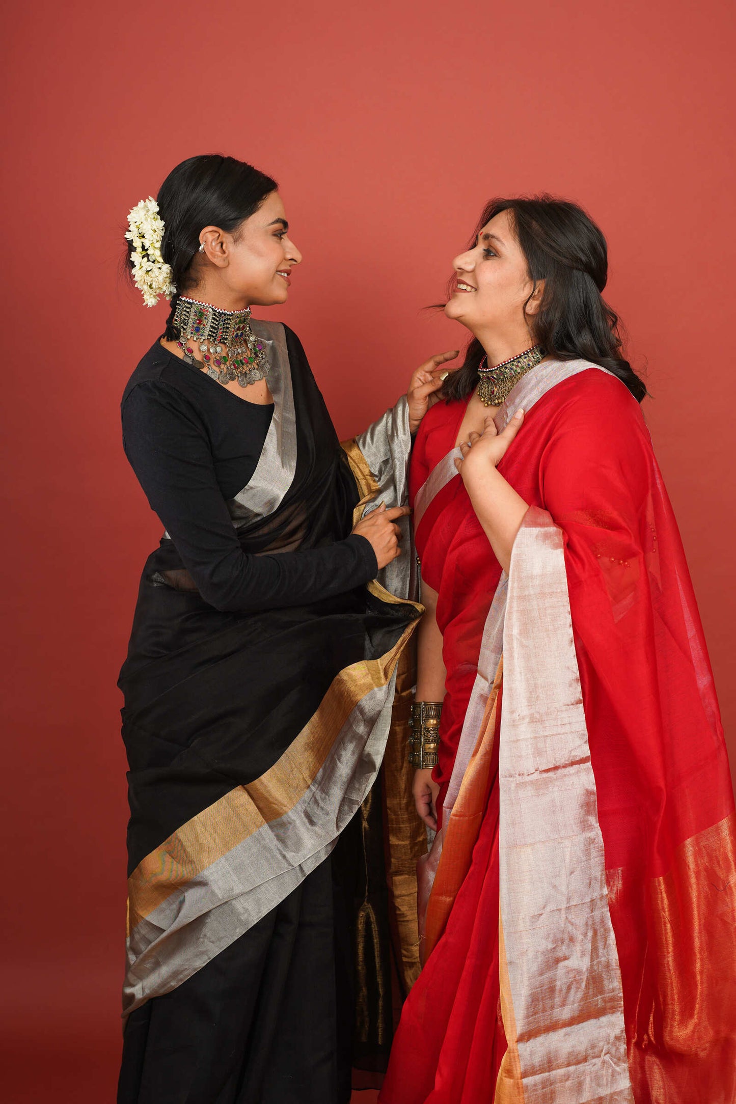 Vibrant Red Cotton Silk Chanderi Saree