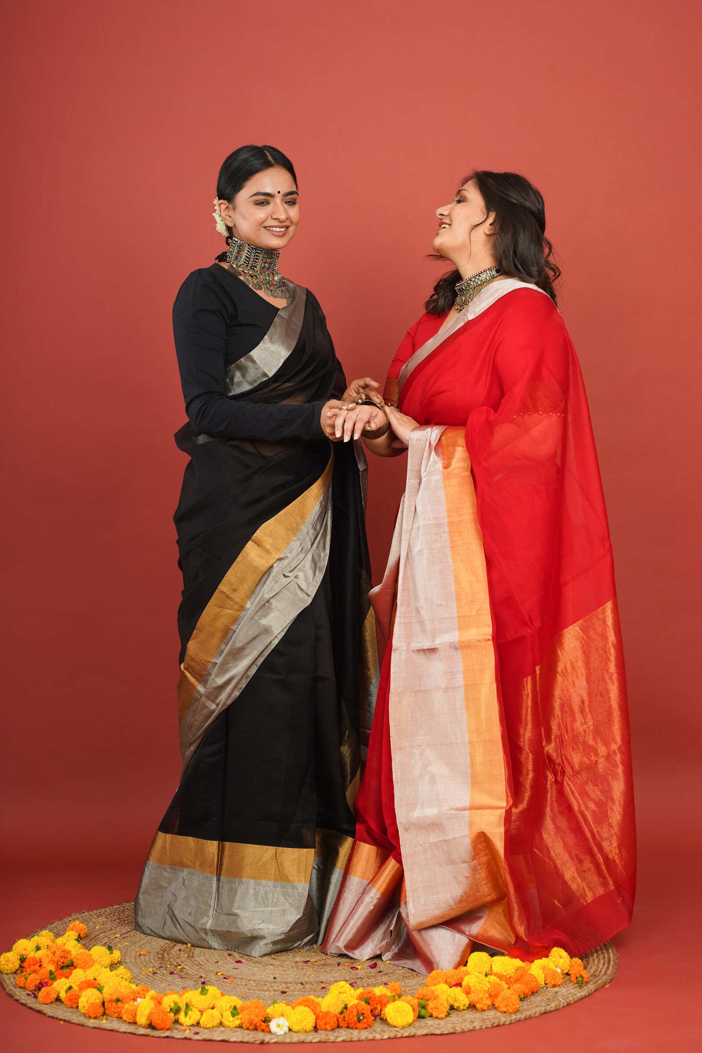 Vibrant Red Cotton Silk Chanderi Saree