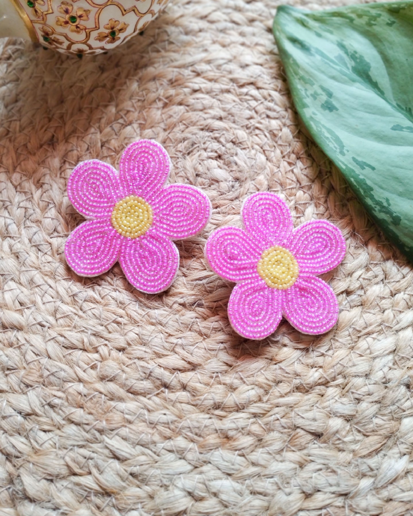 PINK BOHO FLOWER EARRING