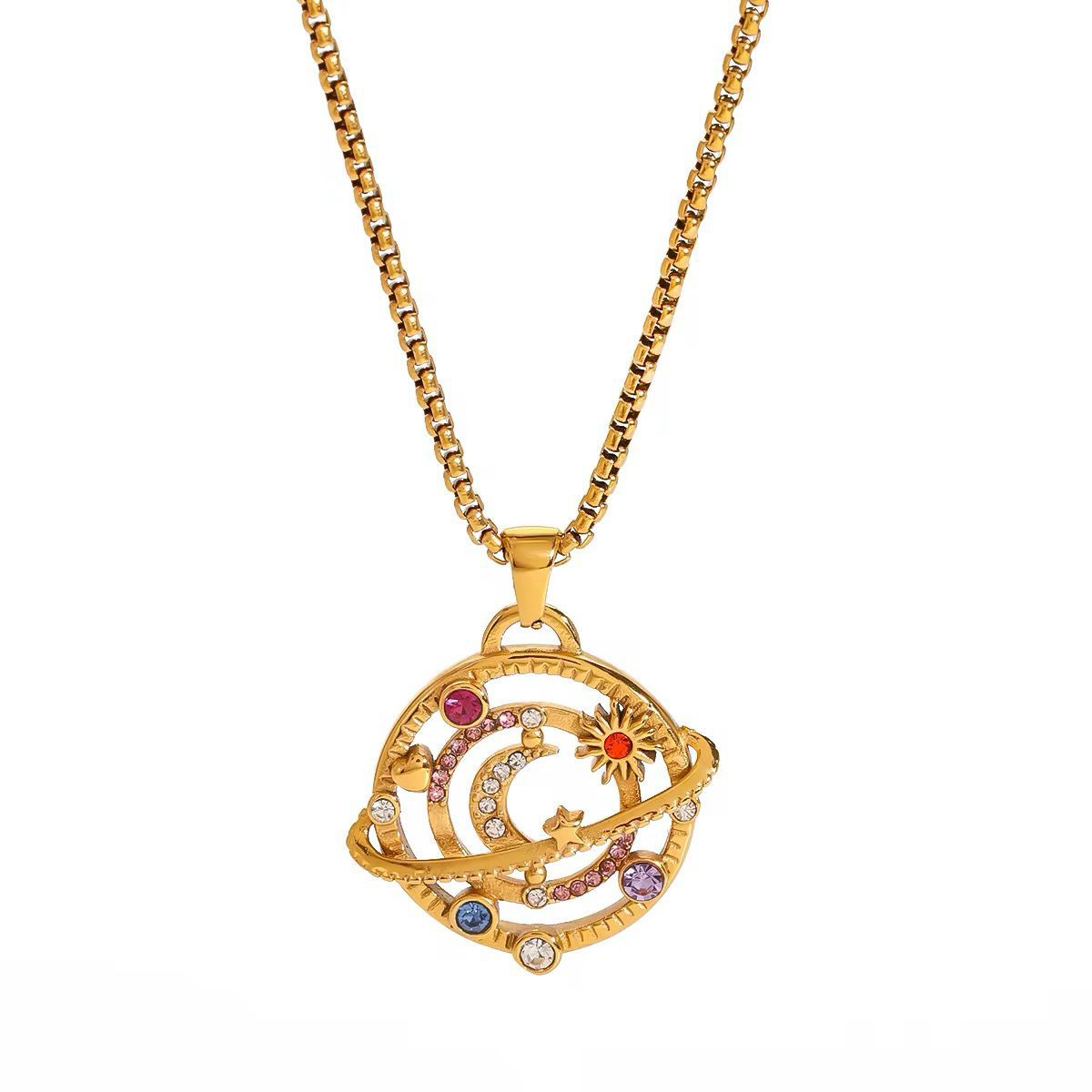 Celestial Gold-Plated Pendant Necklace