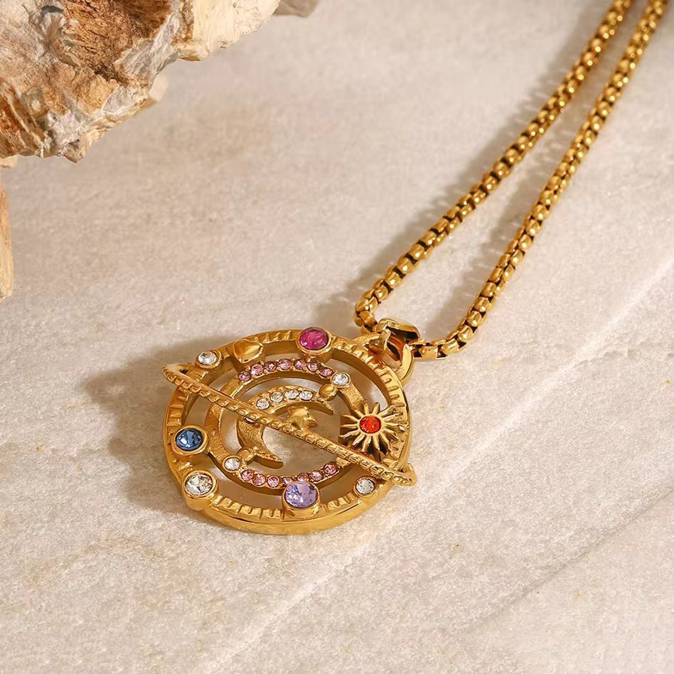 Celestial Gold-Plated Pendant Necklace