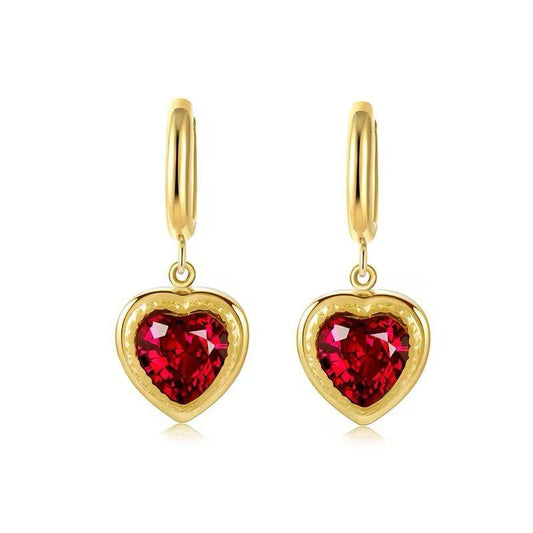 Red Heart Drop Earrings