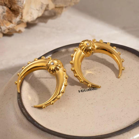 Crescent Dome Statement Hoops
